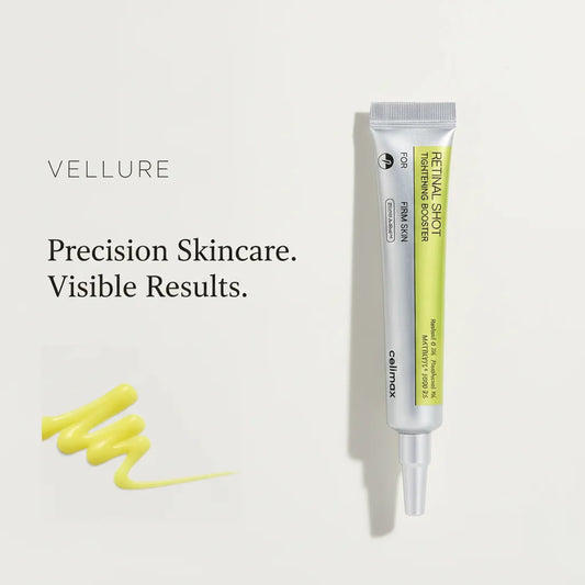 Celimax Retinal Shot Tightening Booster skincare cream in a precision applicator tube, formulated with retinal to help improve skin firmness, reduce fine lines, and promote a smoother, youthful-looking complexion.