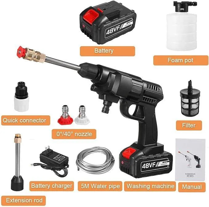 Automatic Cordless Wireless Car Wash Spray Gun High Pressure 48v